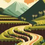 rice field terraces in mountains landscape post