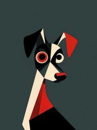 Abstract Geometric Dog Illustration_ Bold Red, White, and Black Design With Playful Shapes and Contemporary Style, Printable Abstract Dog - Etsy