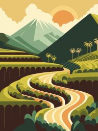 rice field terraces in mountains landscape post